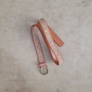 Lauren Ralph Lauren Tan Floral Genuine Leather Belt - Size M